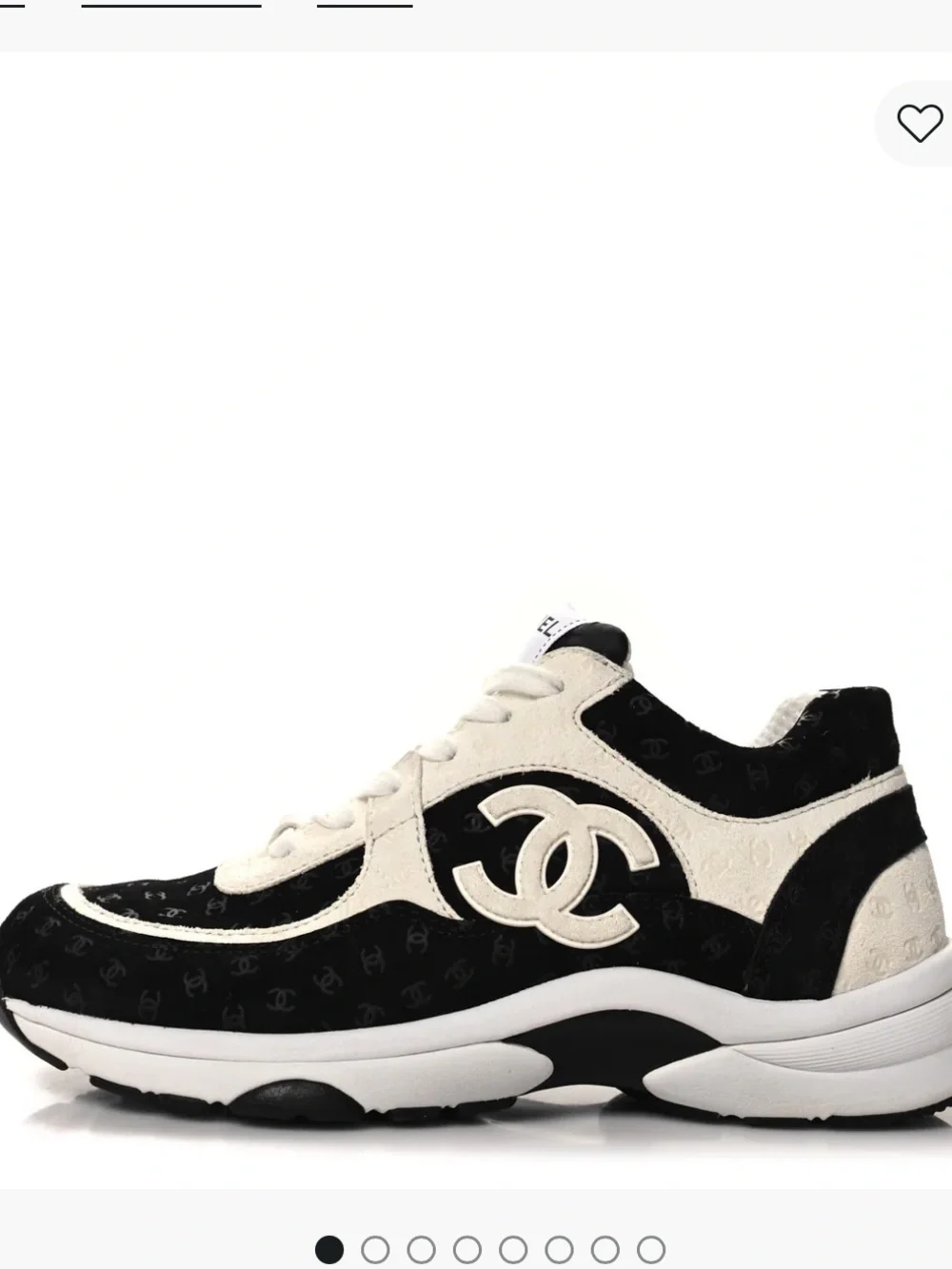 CHANEL Suede Calfskin Black and White CC Logo Sneakers Sz 8 1/2 EU 39